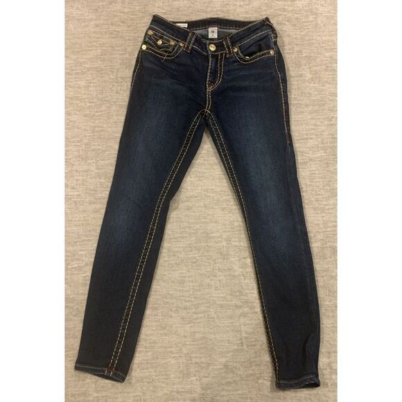 True Religion Mid Rise Jennie Curvy Skinny Jeans, Blue, Size 24. NWOT‎ $149 MSRP - Picture 1 of 10